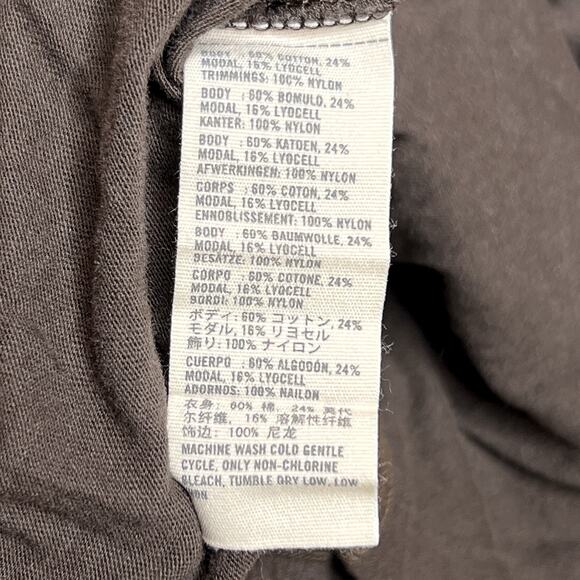 Abercrombie & Fitch Floral Lace Mesh Drop Waist Top Short Sleeve Shirt Brown Y2K - Picture 5 of 7